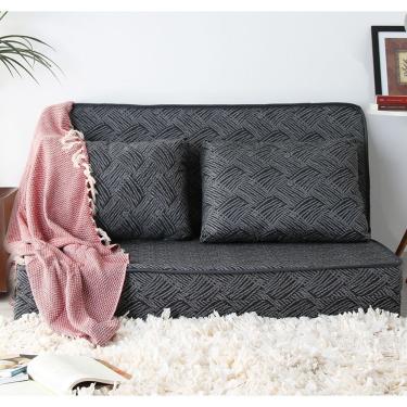 Imagem de Puff Luxo Multiuso 3 em 1 Estampado Geométrico Cinza Com Travesseiro de Fibras Siliconadas Anti-alérgico Casal – at.home