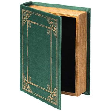 Imagem de Caixa de armazenamento decorativa vintage em forma de livro - verde