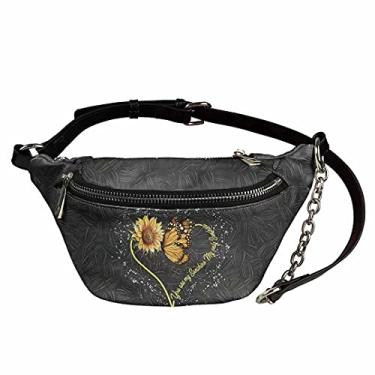 Imagem de GOSTONG Pochete Be Kind de couro de poliuretano para homens e mulheres, bolsas transversais leves, Estampa de borboleta e girassol, One Size
