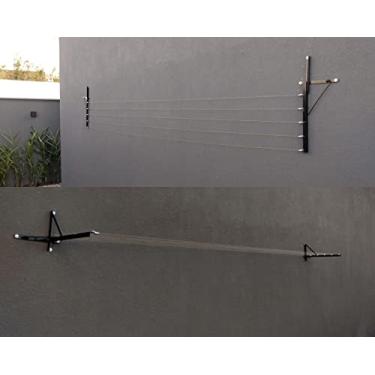 Imagem de Varal de parede/muro com mão francesa preto com Aço
