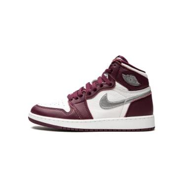 Imagem de Nike Criança-Unissex Jordan Jovem Air Jordan 1 Retro Alto OG GS 575441 611 Bordeaux - Tamanho 6 Garoto Grande - Bordeaux/Prata Branco-Metálica