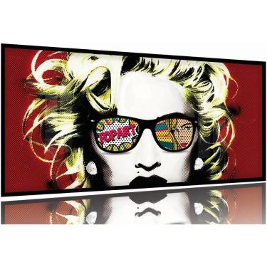 Imagem de Quadro Decorativo Pop Art Madona 3 peças 130x60 Moldura Preta 2x2