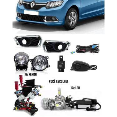 Imagem de Kit Farol de Milha Neblina Renault Sandero 2015 2016 2017 Interruptor Alternativo + Kit Xenon 6000K 8000K ou Kit Lâmpada Super LED 6000K