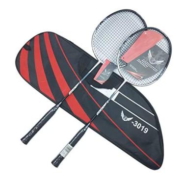 Imagem de HiXB Raquete de Badminton 2 Raquete e 3 Badminton e estojo de transporte de fibra de carbono profissional leve adequado para profissionais/iniciantes, vermelho