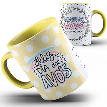 Imagem de Caneca amarela gratidão vovó feliz dia avós