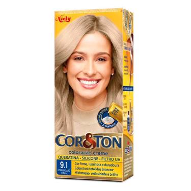 Imagem de Tintura Creme Cor & Ton Louro Cinza 9.1