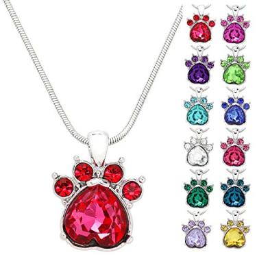 Imagem de Colar com pingente de pedra do nascimento Falari com pata de cristal 43 cm corrente de cobra caixa de presente incluída