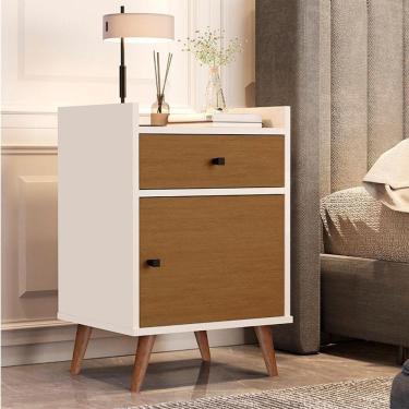 Imagem de Mesa de Cabeceira Quarto JB1313 Luxo 1 Gaveta Pés em Madeira