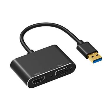 Imagem de Adaptador USB 3.0 para HDMI VGA, adaptador SZYCD USB para VGA HDMI, cabo conversor HD 1080P para computadores Windows 7/8/10 Laptop, compatível com Mac OS High Sierra, não suporta Linux, Chrome OS