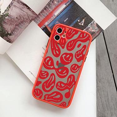 Imagem de Capas de telefone de rosto sorridente engraçado para iphone 11 12 13 pro max 6s 7 8 plus se2020 x xs max xr capa traseira dura fosca, smiley vermelho 10, para iphone11