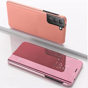 Imagem de Para Samsung Galaxy S22 Ultra 5G Capa Magnética Flip Espelho Couro Clear View Capa Traseira Para Samsung S 22 Ultra S22 Plus Case, Rose, Para Galaxy S22 Ultra