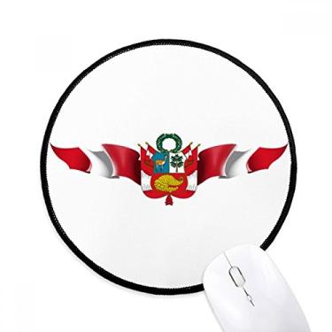 Imagem de DIYthinker Tapete de mouse com emblema nacional da bandeira do Peru para mesa de escritório tapete redondo para computador
