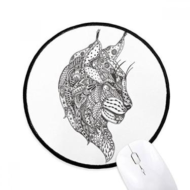 Imagem de DIYthinker Tapete de rato silencioso com pintura humana de gato para mesa de escritório tapete redondo para computador