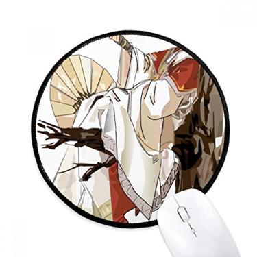 Imagem de Tapete de rato chinês com estampa de figura de homem arcaico chinês para mesa de escritório tapete redondo para computador