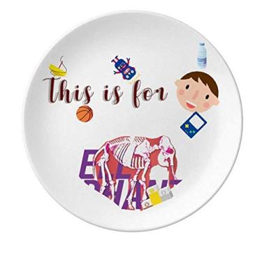 Imagem de Prato de porcelana em forma de corpo elefante esqueleto prato redondo menino homem