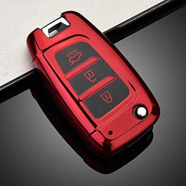 Imagem de YJADHU Capa de capa de chave de controle remoto de carro TPU macio, apto para Hyundai Elantra Solaris 2017 Santa Fe Verna Tucson i35 i40 Genesis Fe, apenas capa vermelha