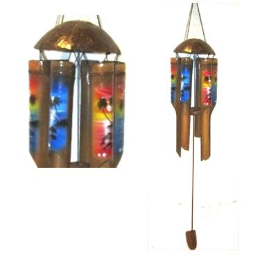 Imagem de Chesapeake Bay 91,4 cm de coco de bambu pintado de sino de vento com design de flores à beira-mar 23797 belo som