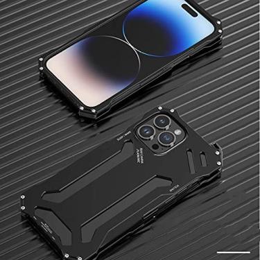 Imagem de Capa de telefone de metal de armadura mecânica para Iphon 11 12 13 14 Pro Max XR XS X Plus Shell de alumínio Capa de dissipação de calor oca, preta, para iPhone XS