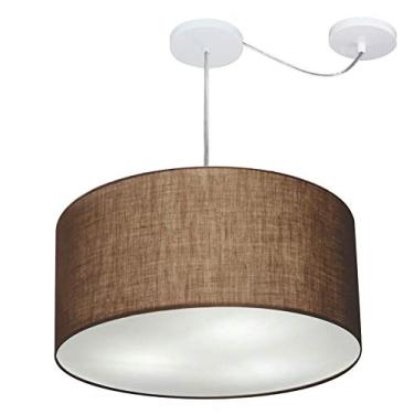 Imagem de Lustre Pendente com Desvio de Centro Cúpula Tecido 50x30 cm, Vivare Iluminação, Pendente4261 LC, Café, Médio