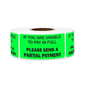 Imagem de Adesivos de pagamento passado para faturamento, coleções, avisos finais e contabilidade (pais), Partial Payment (2 X 1), 1 Roll