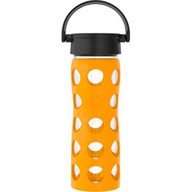 Imagem de Lifefactory Garrafa de água de vidro livre de BPA de 473 ml com tampa clássica e manga protetora de silicone, calêndula