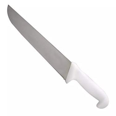 Imagem de Faca Açougueiro Churrasco Cozinha Carne Aço Inox Cabo Branco 10"
