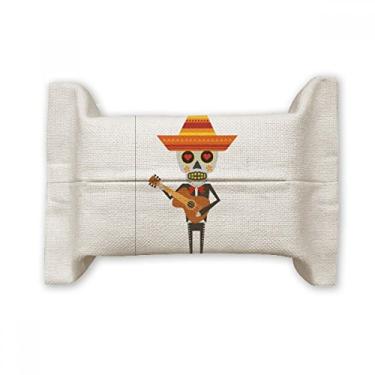 Imagem de Bolsa de linho de algodão com ilustração feliz para violão, chapéu de caveira