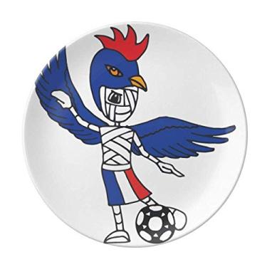 Imagem de Prato de futebol de porcelana decorativa França Gálica Galo Múmia