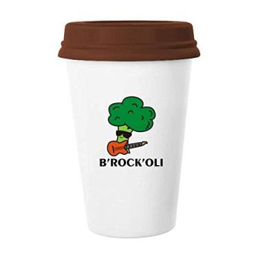 Imagem de Caneca de cerâmica brócolis com guitarra, caneca de café com vidro para beber cerâmica