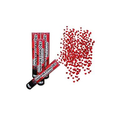 Imagem de Kit 10 Lanças Confetes Coração Metalizado Para Festas - Vermelho