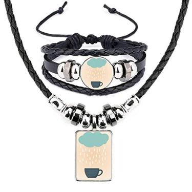 Imagem de Conjunto de joias de couro Rain Cloud Cup Smile Face Weather