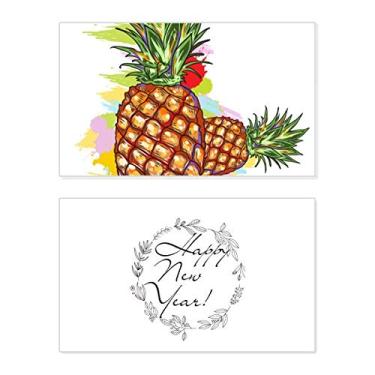 Imagem de Abacaxi casal desenho frutas ano novo festival cartão felicitações Bless mensagem presente