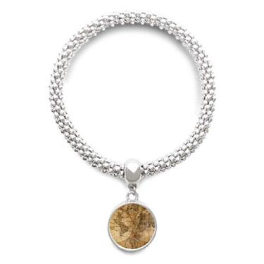 Imagem de DIYthinker Bracelete ajustável com pingente de corrente de joias com estampa de veias do mapa múndi