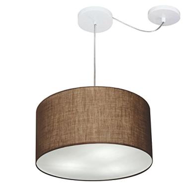 Imagem de Lustre Cilíndrico com Desvio de Centro Cúpula Tecido 40x21, Vivare Iluminação, Pendente4256 lC, Café, Médio