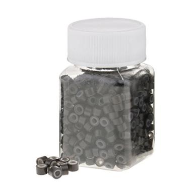 Imagem de F Fityle Extensão de cabelo de 2 mm forrada de silicone com micro anéis, contas de crimpagem, pacote com 500 peças - Marrom