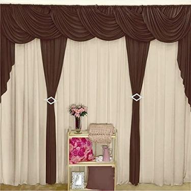 Imagem de Cortina Idealle para Varão em Malha 3,00m x 2,60m Sala Quarto Top - Tabaco-Avelã