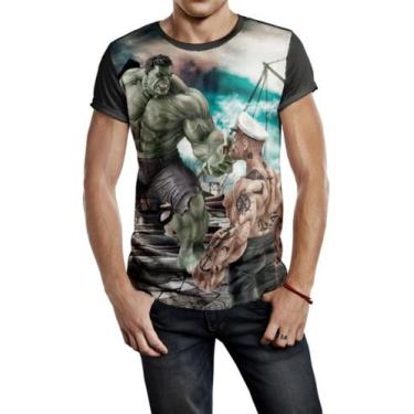 Imagem de Camiseta Masculina Popeye Vs Hulk  Ref:307 - Smoke
