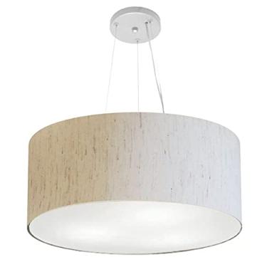 Imagem de Lustre Pendente Cilíndrico Cúpula Tecido 50x25 cm, Vivare Iluminação, Pendente4188 LLA-35, Linho Bege, Médio