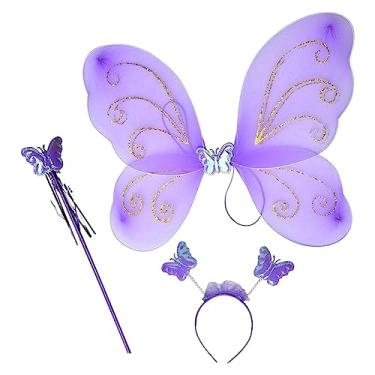 Imagem de rockible Conjunto de fantasia de para meninas fantasia de princesa bandolete de fantasia de asa de, Roxo