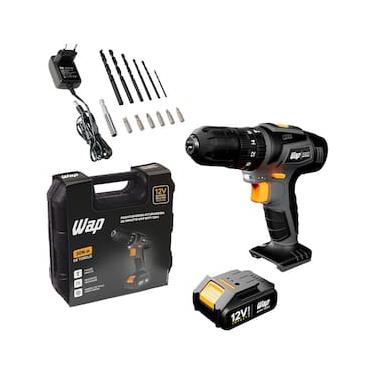 Imagem de Parafusadeira e Furadeira de Impacto WAP BPFI 12K4 Carregador Bivolt 12V 3/8” com Maleta e Acessórios