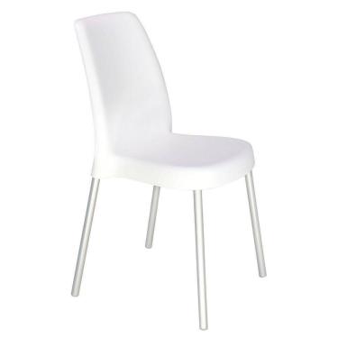 Imagem de Cadeira Tramontina Vanda Branca Sem Braços Em Polipropileno Com Pernas Anodizadas Tramontina