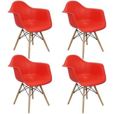 Imagem de Kit 4 Cadeiras Charles Eames Eiffel Com Braço - Vermelha - Magazine Ro