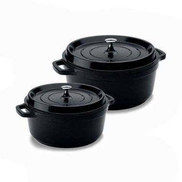 Imagem de Kit Conjunto Caçarola Hercules Revestimento Ceramico Indução Preto 4,3L + 6,8L