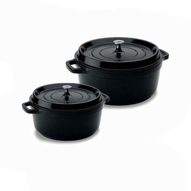 Imagem de Kit Conjunto Caçarola Hercules Revestimento Ceramico Indução Preta 2,4L + 4,3L