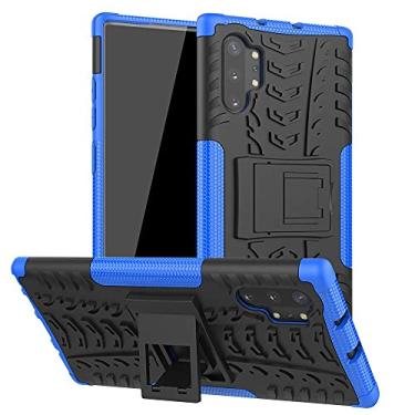 Imagem de Pacotes de capa protetora compatíveis com Samsung Galaxy Note 10 Plus, TPU + PC bumper híbrido de grau militar, capa de telefone à prova de choque com capa de telefone com suporte (cor: azul escuro)