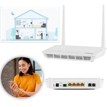 Imagem de Roteador Gpon 4P Ge 2P Fxs Wifi Ont142Nw Intelbras Nfe