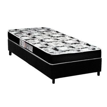 Imagem de  Cama Box Solteiro: Colchão Espuma Luckspuma Roland Garros Pro + Base CRC Suede Black(8...