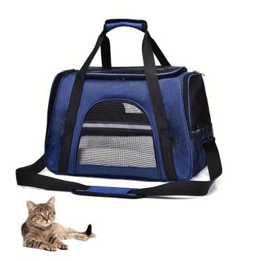 Imagem de Bolsa Transporte Cachorro Gato Cachorro Pet Faixa Refletiva Pequeno Porte Viagem Passeio Carro Onibus Aviao