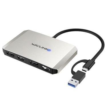 Imagem de WAVLINK Adaptador USB C e USB 3.0 para DisplayPort/HDMI Dual 4K, divisor de monitor Displaylink para monitor duplo 4K a 60Hz, divisor HDMI/DP compatível com Mac M1-M4, laptop de janela - prata