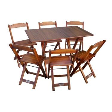 Imagem de Jogo Dobrável Para Bar E Restaurante 70X110cm Com 6 Cadeiras Imbuia -